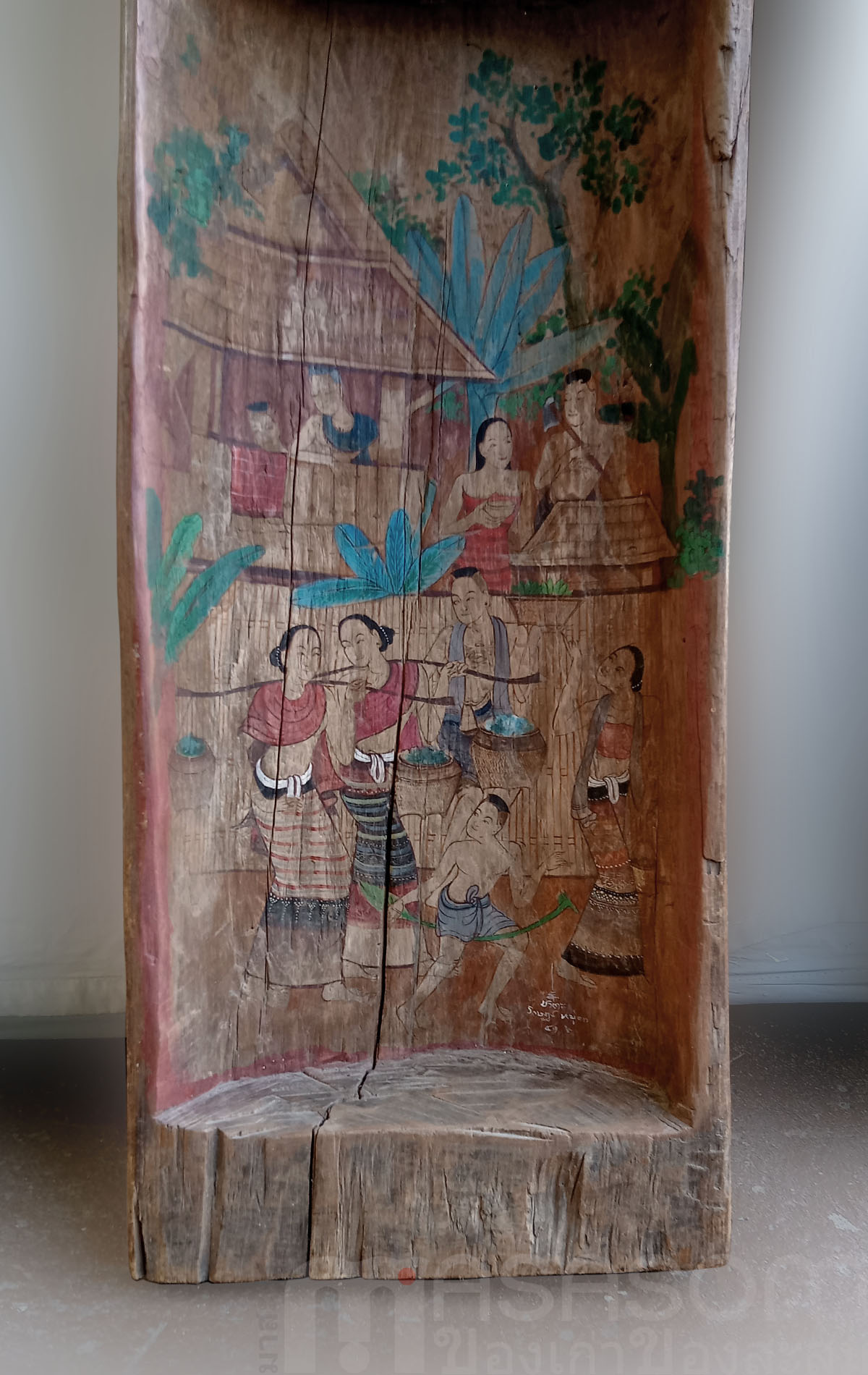 ถาดไม้สักเพ้นท์ลาย