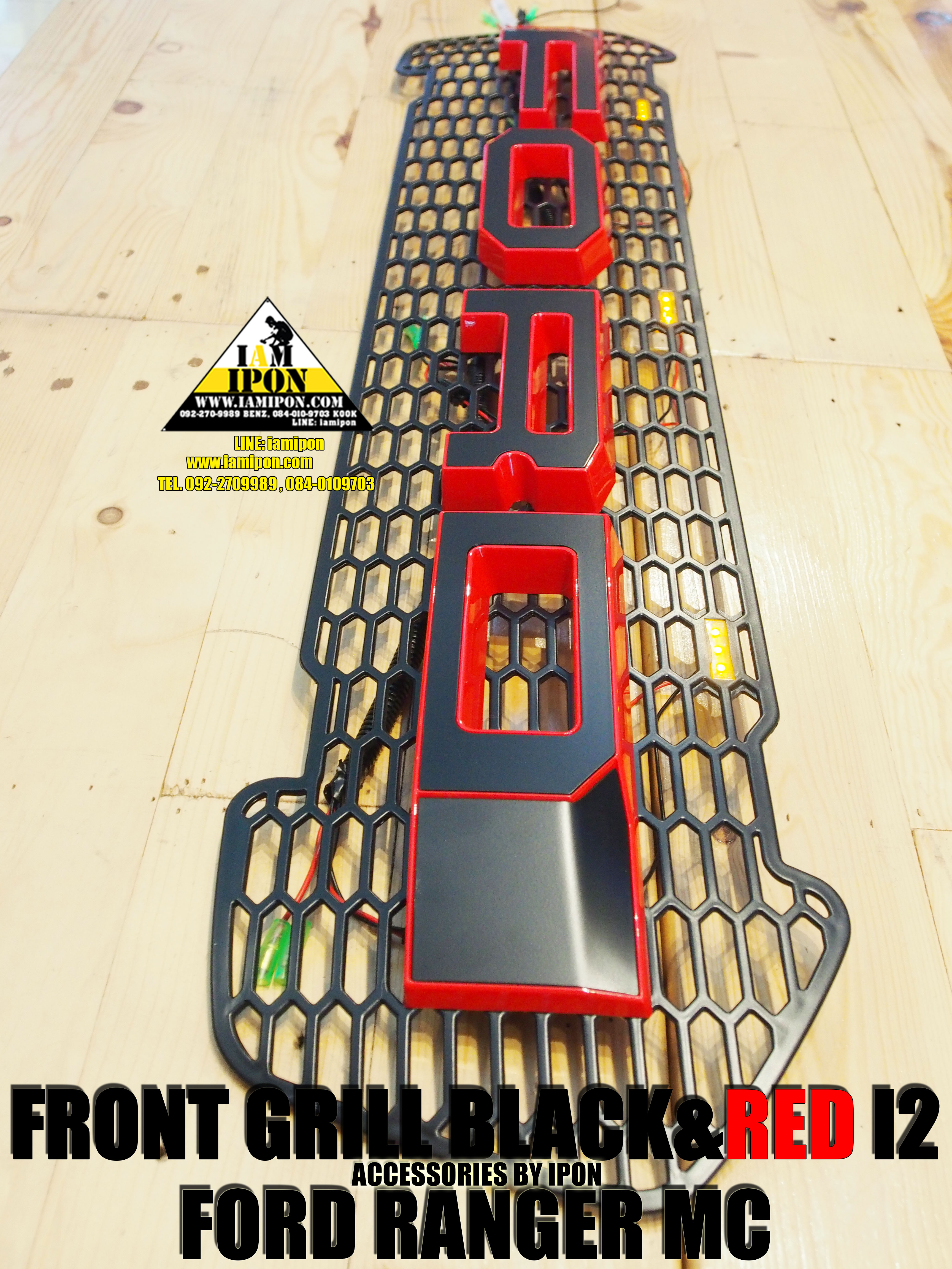 FRONT GRILL BLACK&RED I2 FORD RANGER MC กระจังหน้าดำขอบแดง I2 ฟอร์ดเรนเจอร์ MC