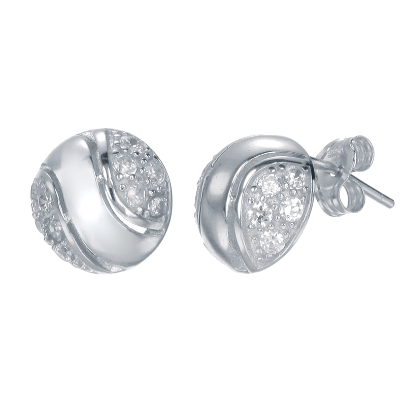 ต่างหูเงินแท้925ประดับเพรชแท้สวิส