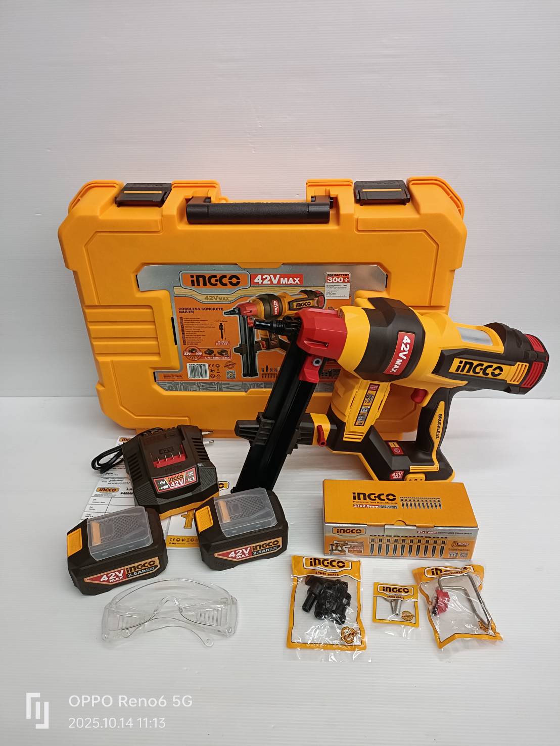 INGCO เครื่องยิงตะปูคอนกรีต40มม 42V CCNLI420602