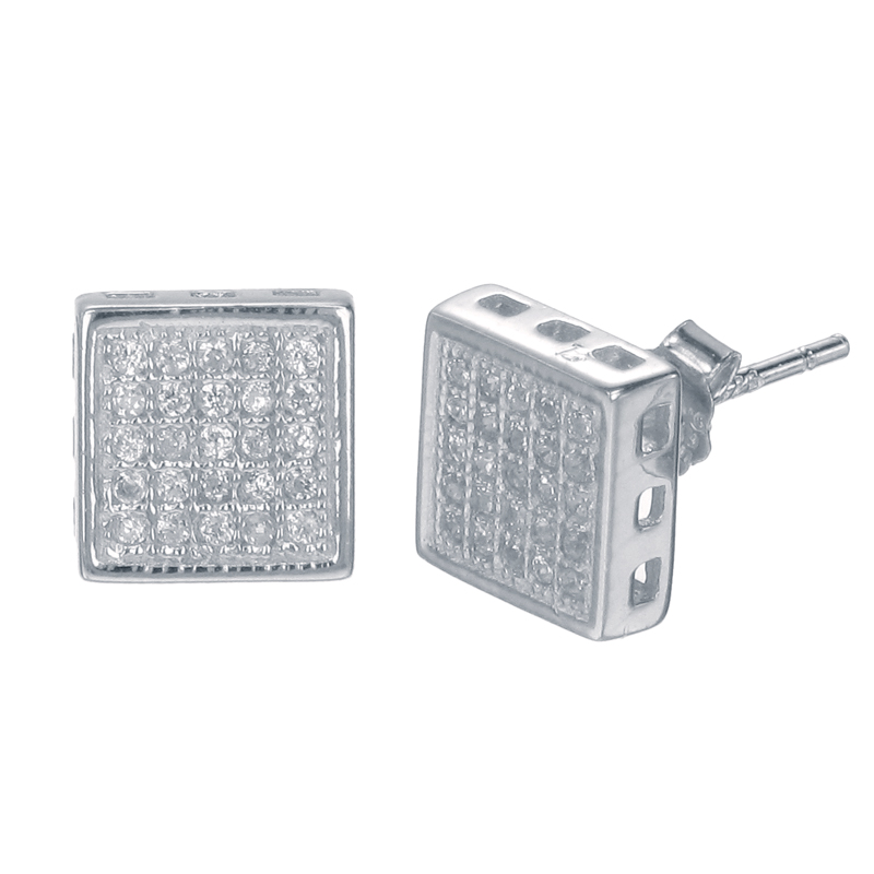 ต่างหูเงินแท้925ประดับเพรชแท้สวิส