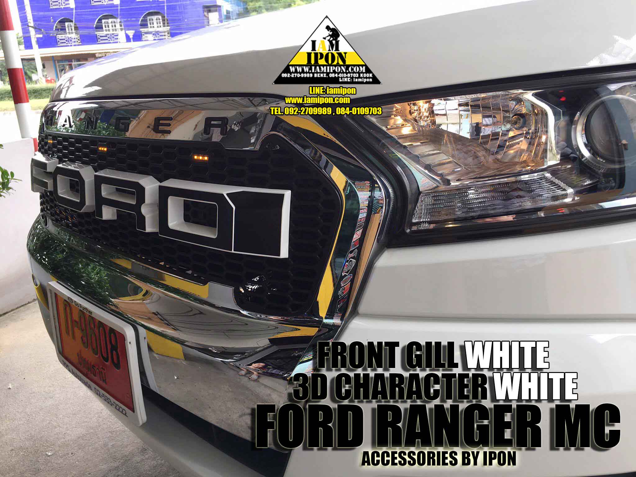 FRONT GRILL BLACK&WHITE I2 FORD RANGER MC กระจังหน้าดำขอบขาว I2 ฟอร์ดเรนเจอร์ MC