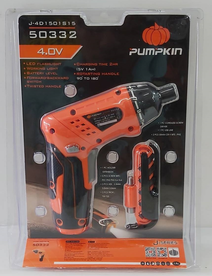 ไขควงไร้สาย4V J-4D1501515 PUMPKIN #50332 รุ่นอัดแผง