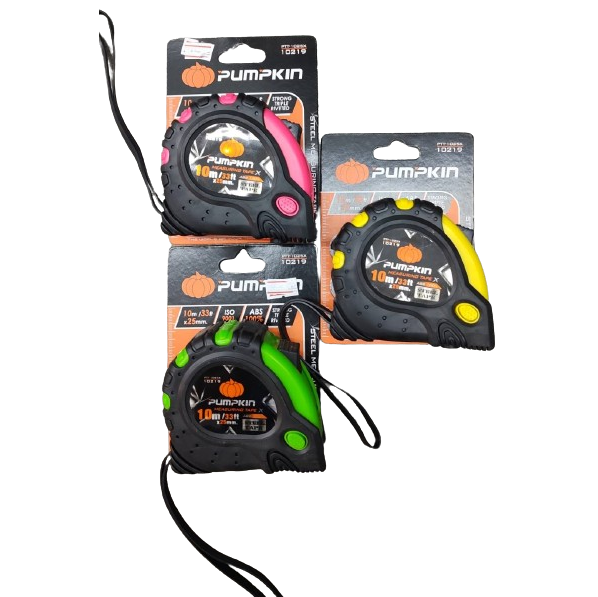 ตลับเมตร 10 เมตร.PUMPKIN 10219 / PTT-1025X Super Grip รุ่น X (คละสี)