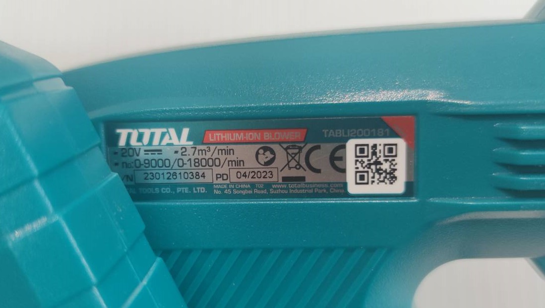 เครื่องเป่าลมไร้สาย 20V TABLI200181 TOTAL ((แบตเตอรี่ 1 ก้อน + แท่นชาร์จ )