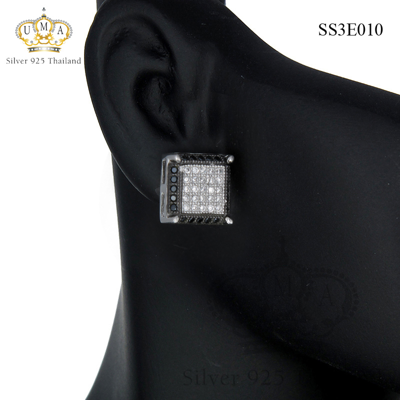 ต่างหูเงินแท้925ประดับเพรชแท้สวิส