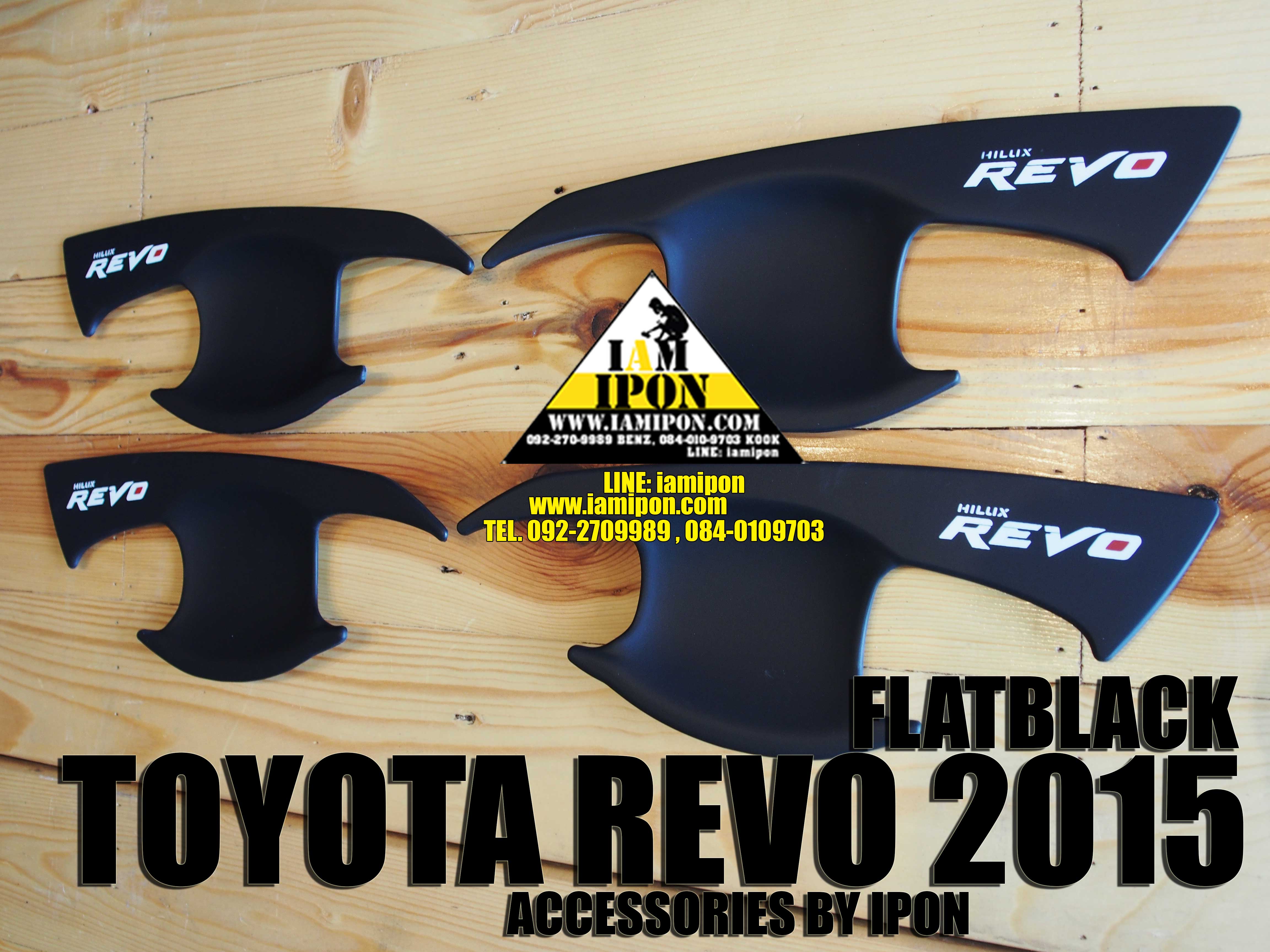 PLATE DOOR HANDLE BLACK WHITE TOYOTA HILUX REVO 2015 เบ้ารองมือเปิดดำด้านโลโก้ขาว รีโว่