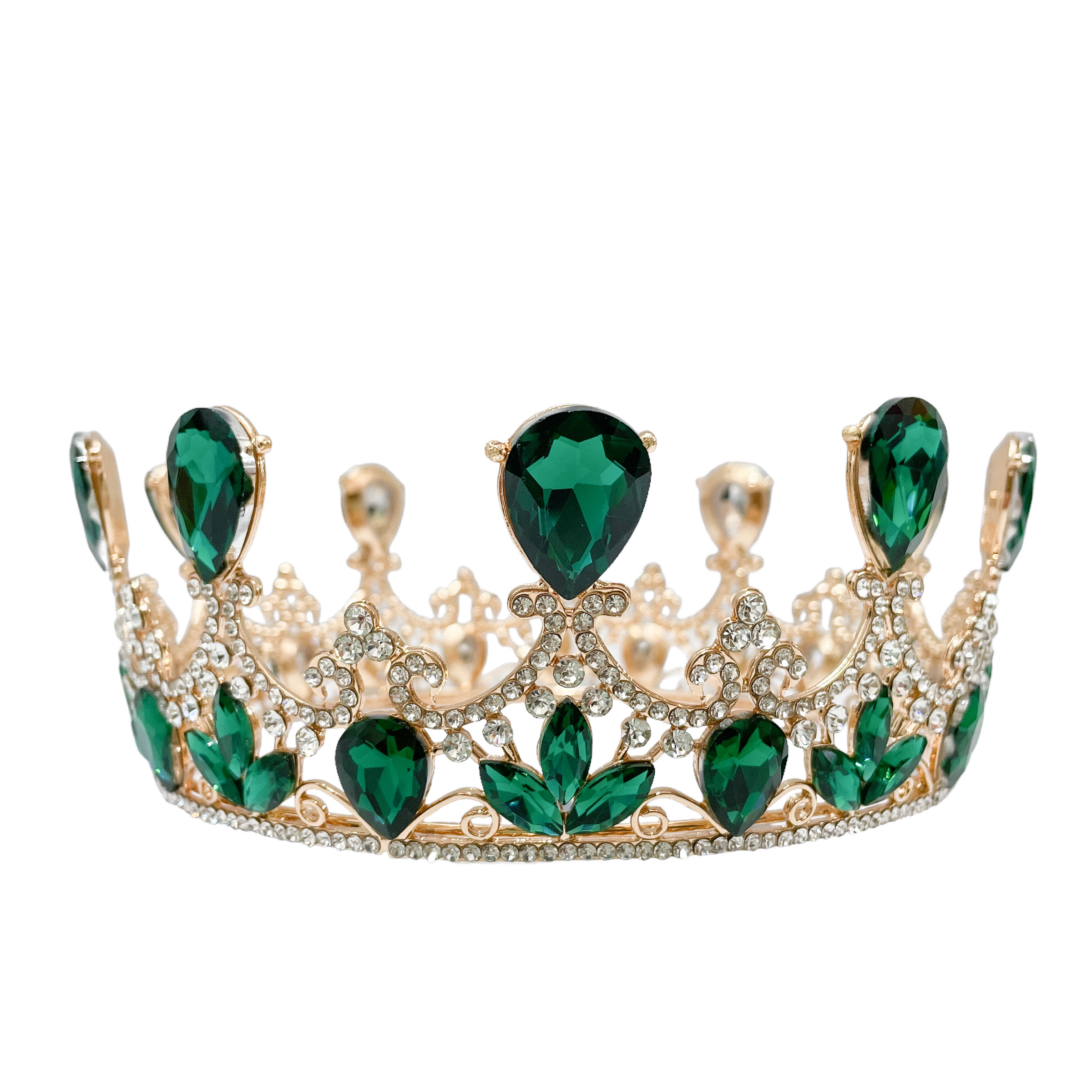 (พร้อมส่ง) มงกุฎ 026 สีเขียว มงกุฎนางงาม มงกุฎเจ้าหญิง งานสวย ปราณีต QCเพชรทุกเม็ด สินค้าพร้อมส่งจากไทย