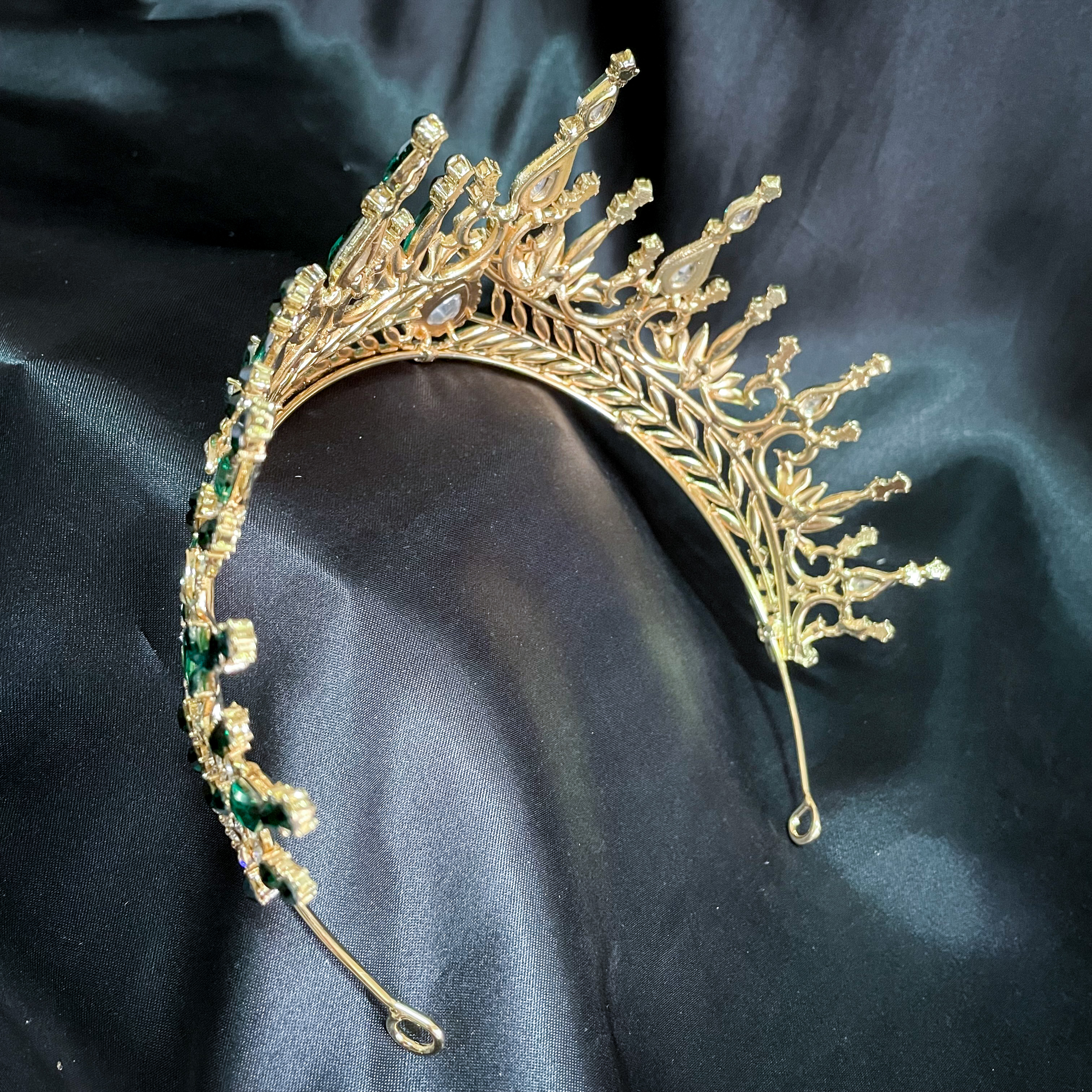 (พร้อมส่ง) เทียร่า 302 สีเขียว มงกุฎนางงาม งานสวย ปราณีต QCเพชรทุกเม็ด สินค้าพร้อมส่งจากไทย