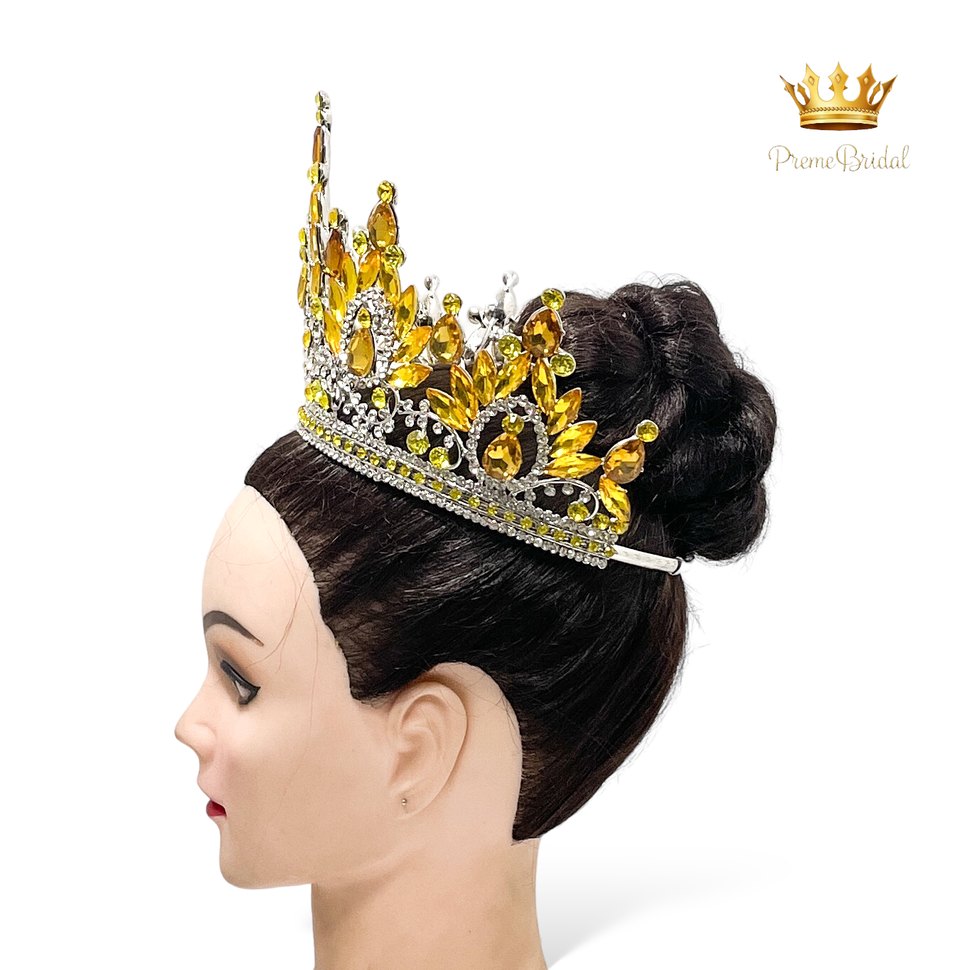 (พร้อมส่งจากไทย) มงกุฏ 120 สีเหลือง งานสวย งานนางงาม รุ่นฐานกลม ปรับขนาดได้ ส่งด่วน ส่งจาก จ.อุบลราชธานี