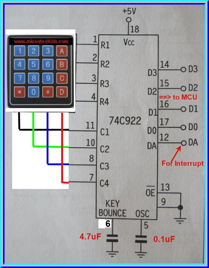 1x MM74C922N Keypad 4x4 Matrix Key Switch 16 Key Encoder Module