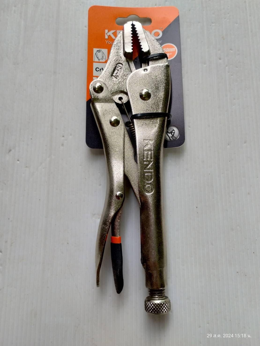 KENDO KD-11610 คีมล็อคปากตรง 250mm. 10" เกรด Cr-V แท้