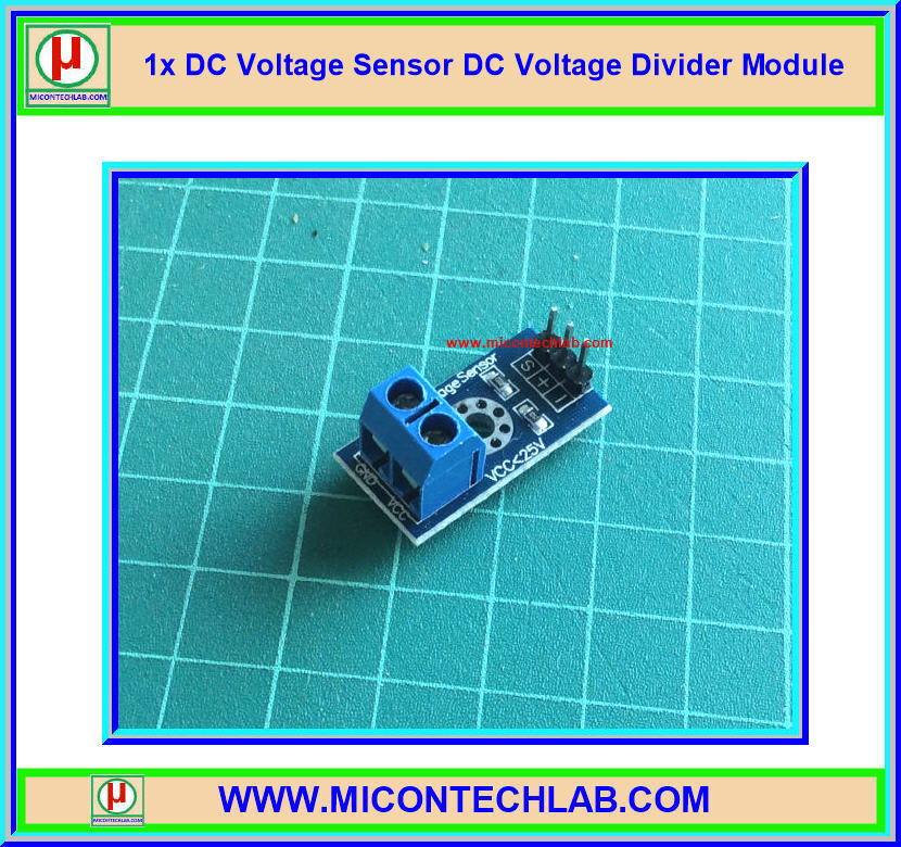 1x เซ็นเซอร์วัดแรงดัน DC 0-25V เป็น 0-5Vdc (DC Voltage Sensor)