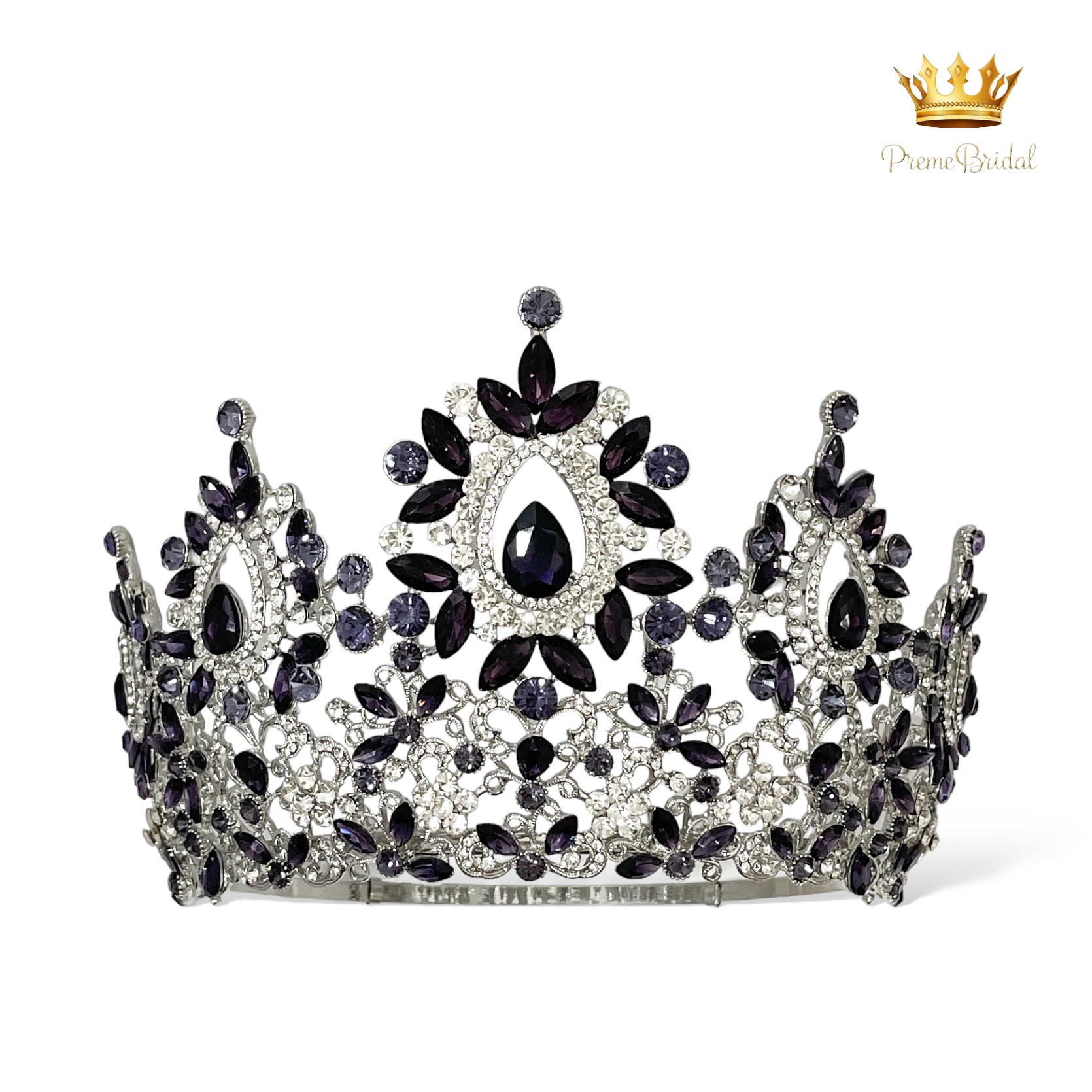 (พร้อมส่งจากไทย) มงกุฏ 122 สีม่วง งานสวย งานนางงาม รุ่นฐานกลม ปรับขนาดได้ ส่งด่วน ส่งจาก จ.อุบลราชธานี