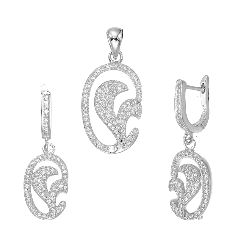 ต่างหูพร้อมจี้ ( เงิน ) = Earring with Pendant ( Silver )
