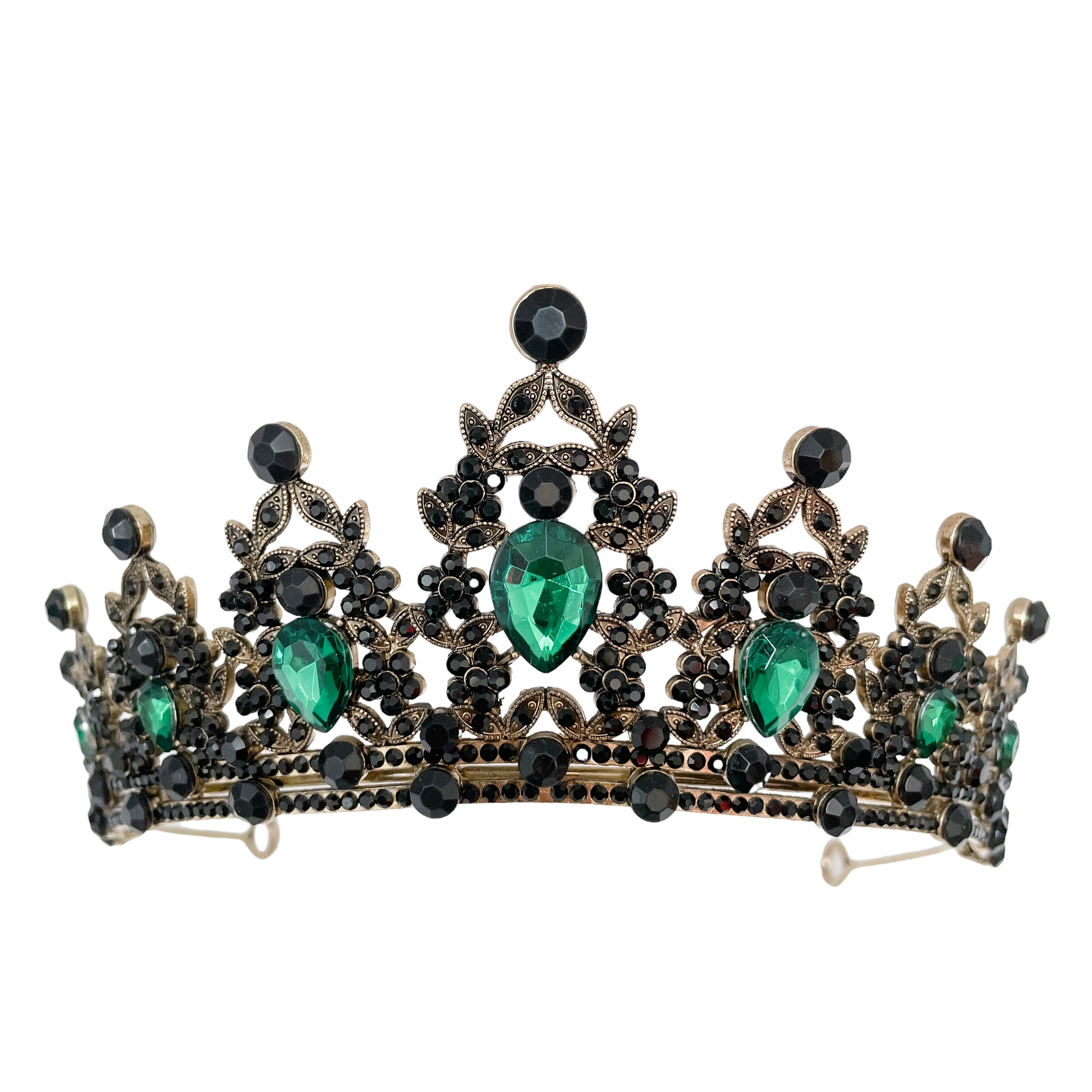 (พร้อมส่ง) มงกุฎสีดำ 146 สีดำ-เขียว งานสวย ปราณีต QCเพชรทุกเม็ด สินค้าพร้อมส่งจากไทย