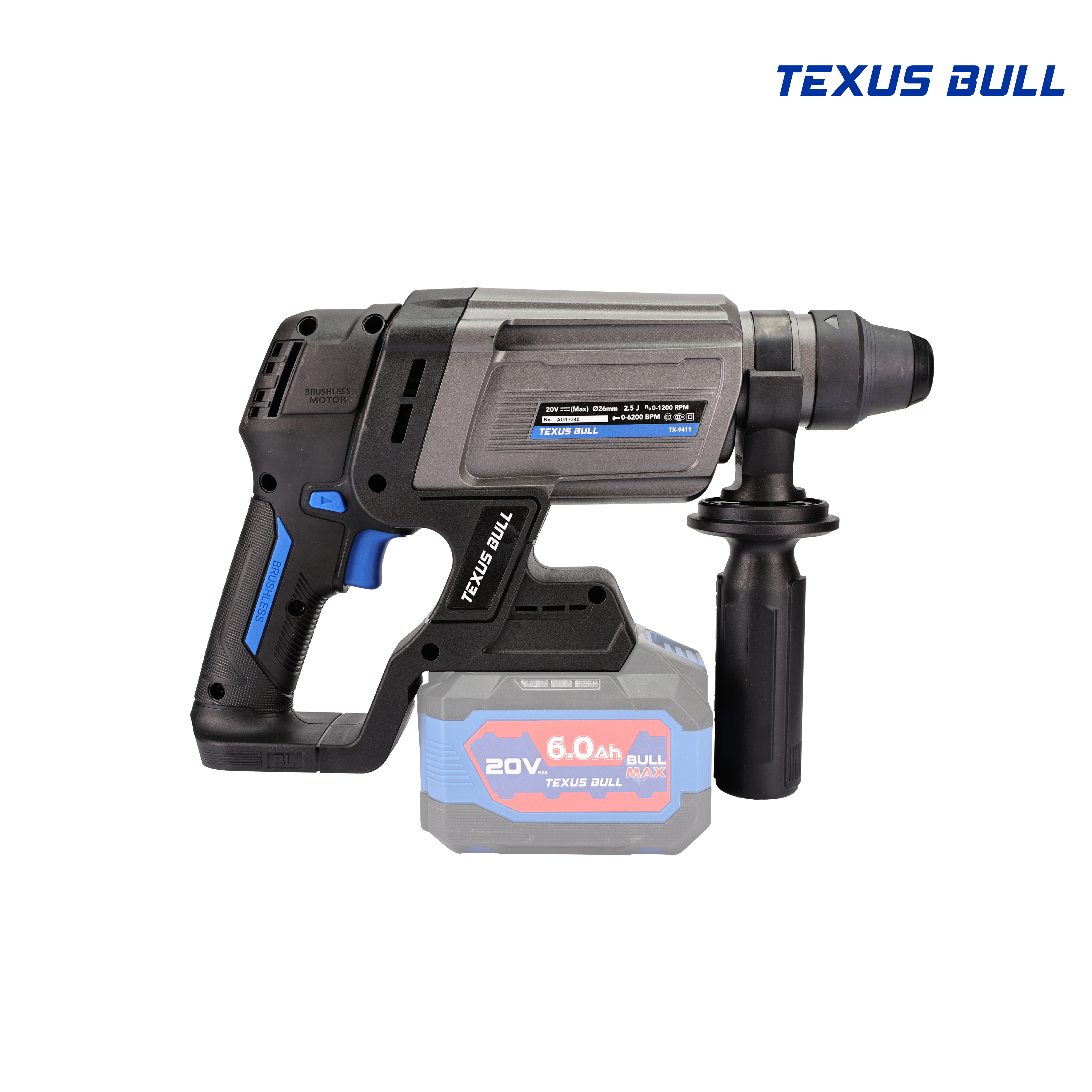 TEXUS BULL สว่านโรตารี่ไร้สาย 26มม. 3ระบบ 20V Rotary Hammer TX-9411 (ตัวเปล่า)