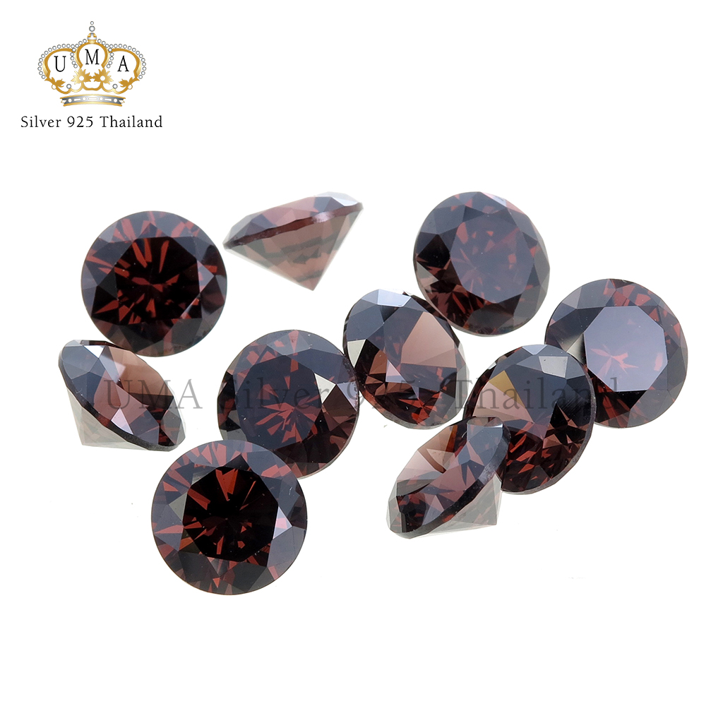 เพชรCZ 6A ทรงกลม สีน้ำตาล (Brown Medium ROUND CZ) - Size 1.00mm - 1แพ็ค - 1000เม็ด