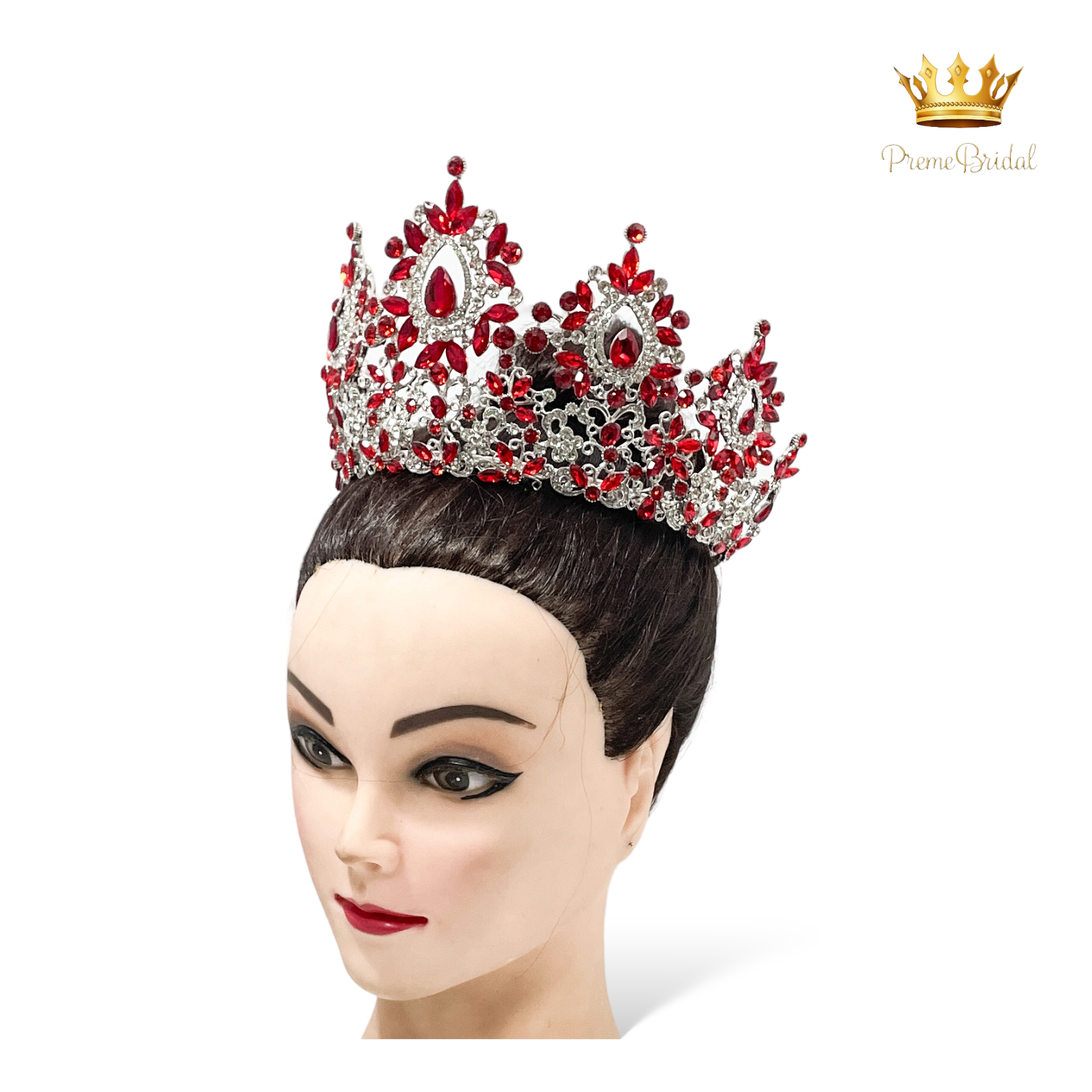 (พร้อมส่งจากไทย) มงกุฏ 122 สีแดง งานสวย งานนางงาม รุ่นฐานกลม ปรับขนาดได้ ส่งด่วน ส่งจาก จ.อุบลราชธานี