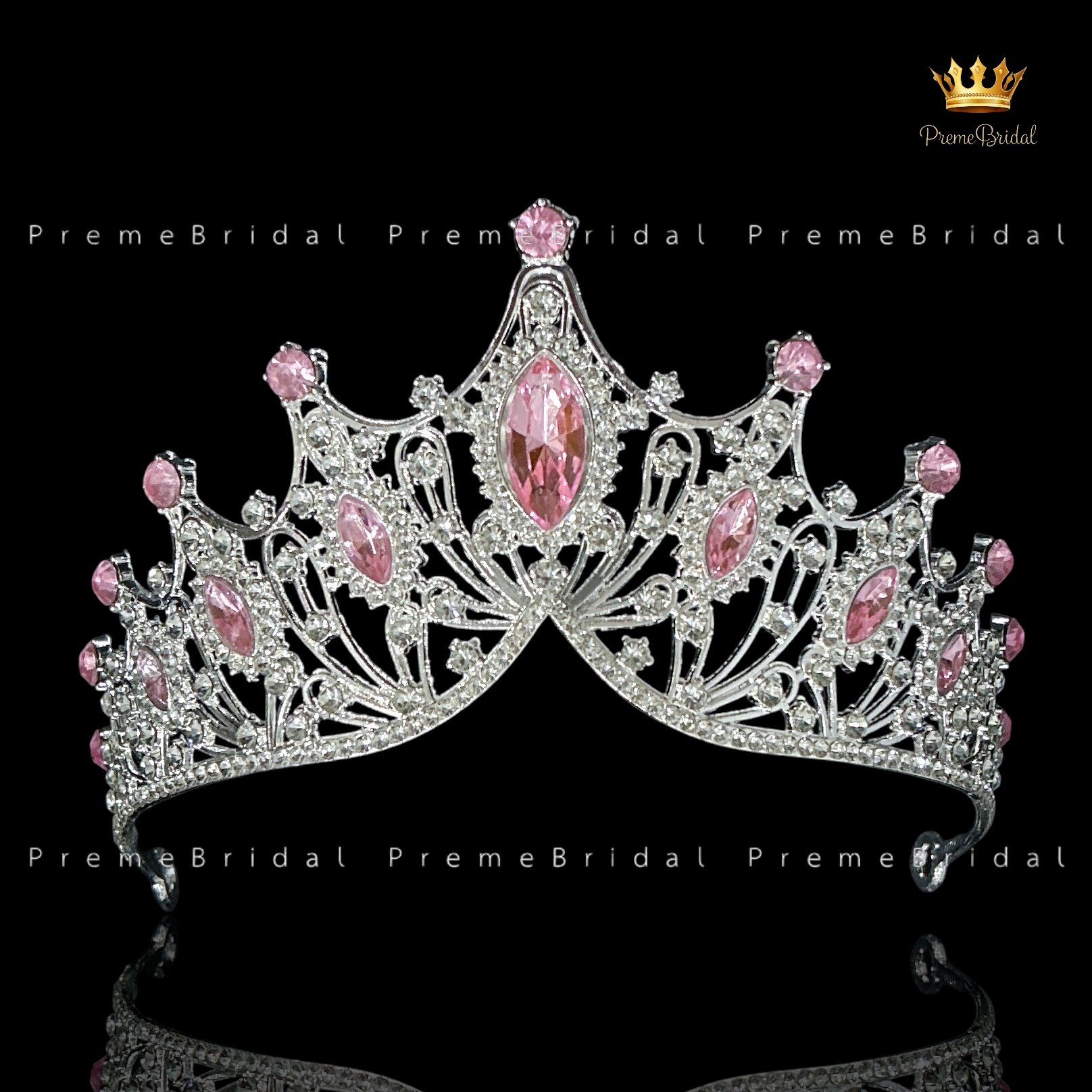 (พร้อมส่ง) เทียร่า 303 สีเงิน-ชมพู มงกุฎนางงาม งานสวย ปราณีต QCเพชรทุกเม็ด สินค้าพร้อมส่งจากไทย
