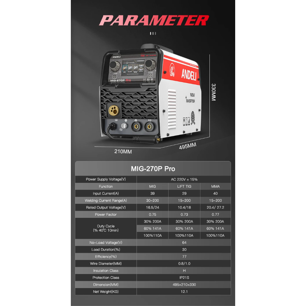 ANDELI MIG-270P PRO เครื่องเชื่อม มิกซ์