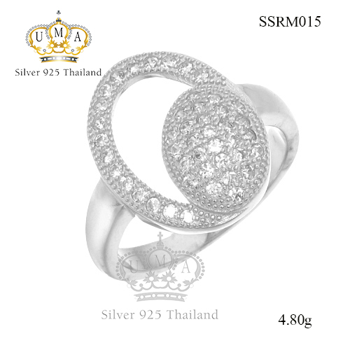 แหวนเงินแท้925เพรชประดับเพรชแท้สวิส เกรดดี น้ำใส