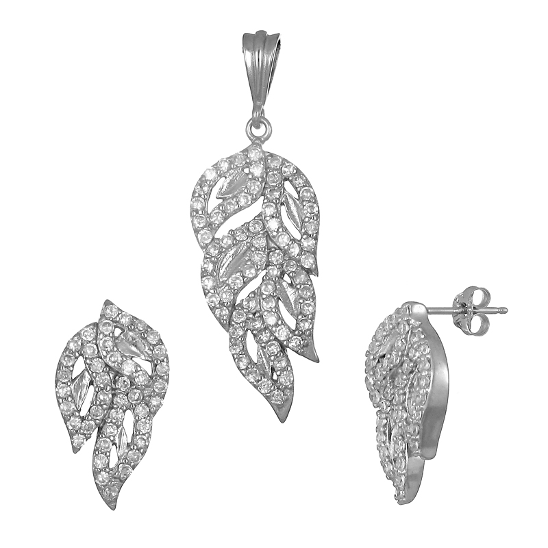 ต่างหูพร้อมจี้ ( เงิน ) = Earring with Pendant ( Silver )