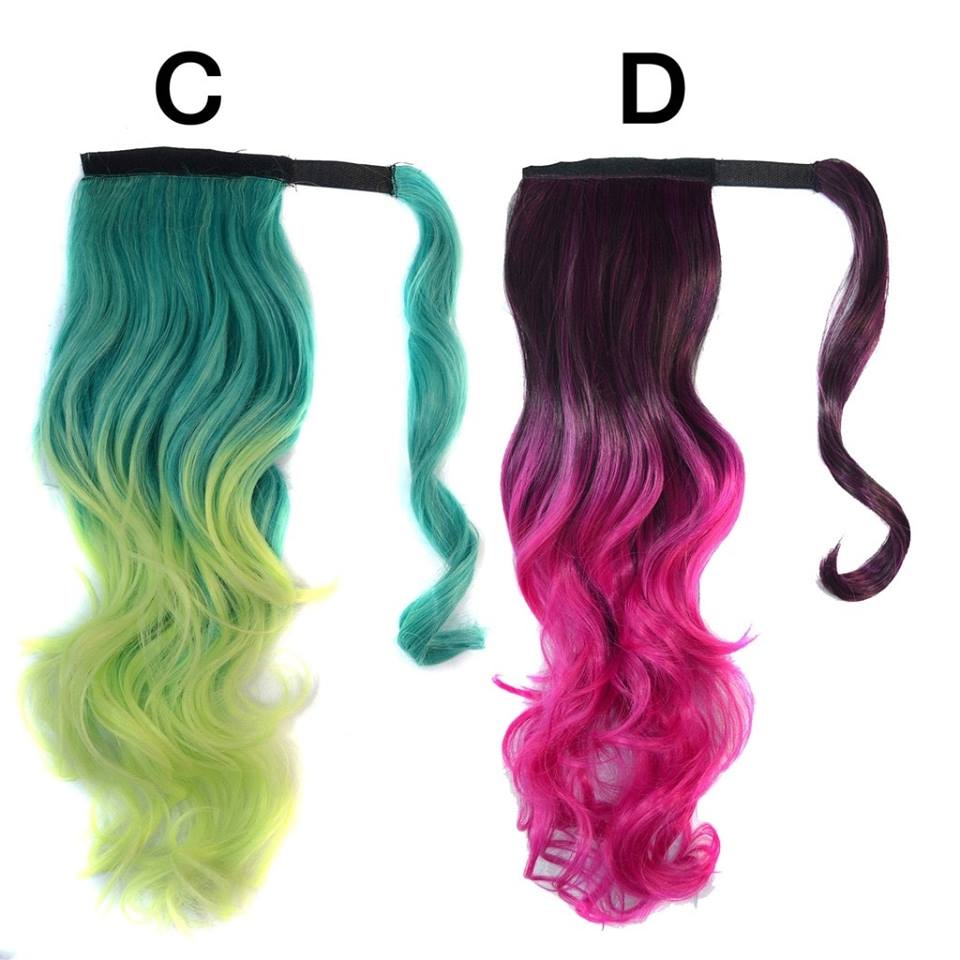 NEWK06 แฮร์พีช หางม้า ดัดลอน มีปอยผมมัด ไล่เฉดสีสุดพลัง สีสันสุดแสบ