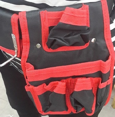 กระเป๋าเครื่องมือช่างคาดเอว พร้อมเข็มขัด ดำ-แดง