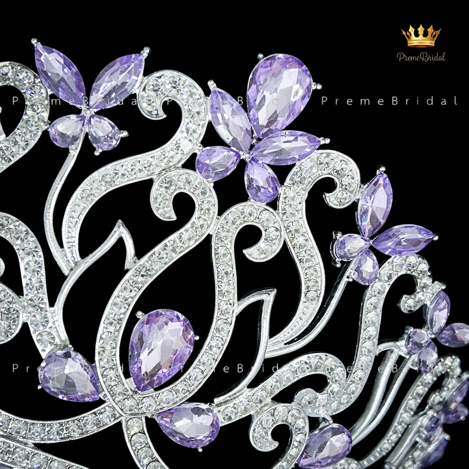 (พร้อมส่งจากไทย) มงกุฏ 143 สีม่วง สำหรับนางงาม ขนาดใหญ่ งานโลหะฐานกลมปรับขนาดได้ ส่งด่วน ส่งจาก จ.อุบลราชธานี