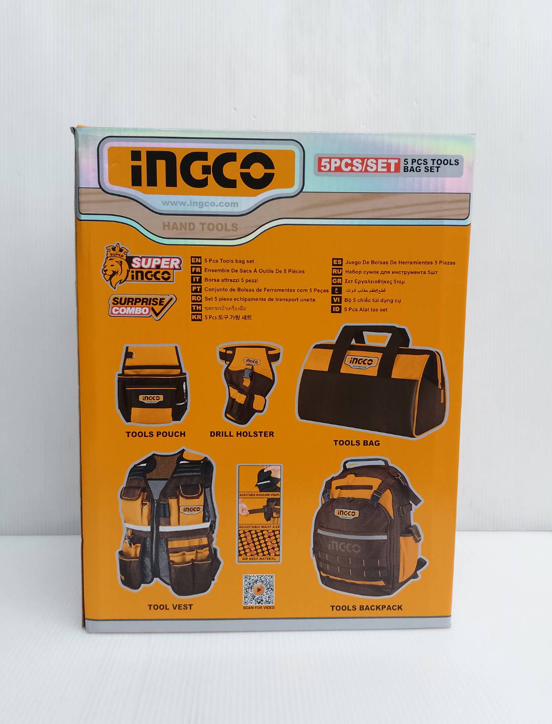 กระเป๋าใส่เครื่องมือช่าง+เสื้อใส่เครื่องมือช่าง (5ชิ้น) COS23090 INGCO