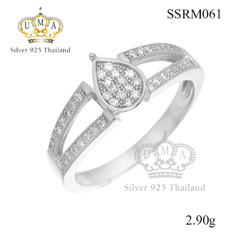 แหวนเงินแท้925เพรชประดับเพรชแท้สวิส เกรดดี น้ำใส