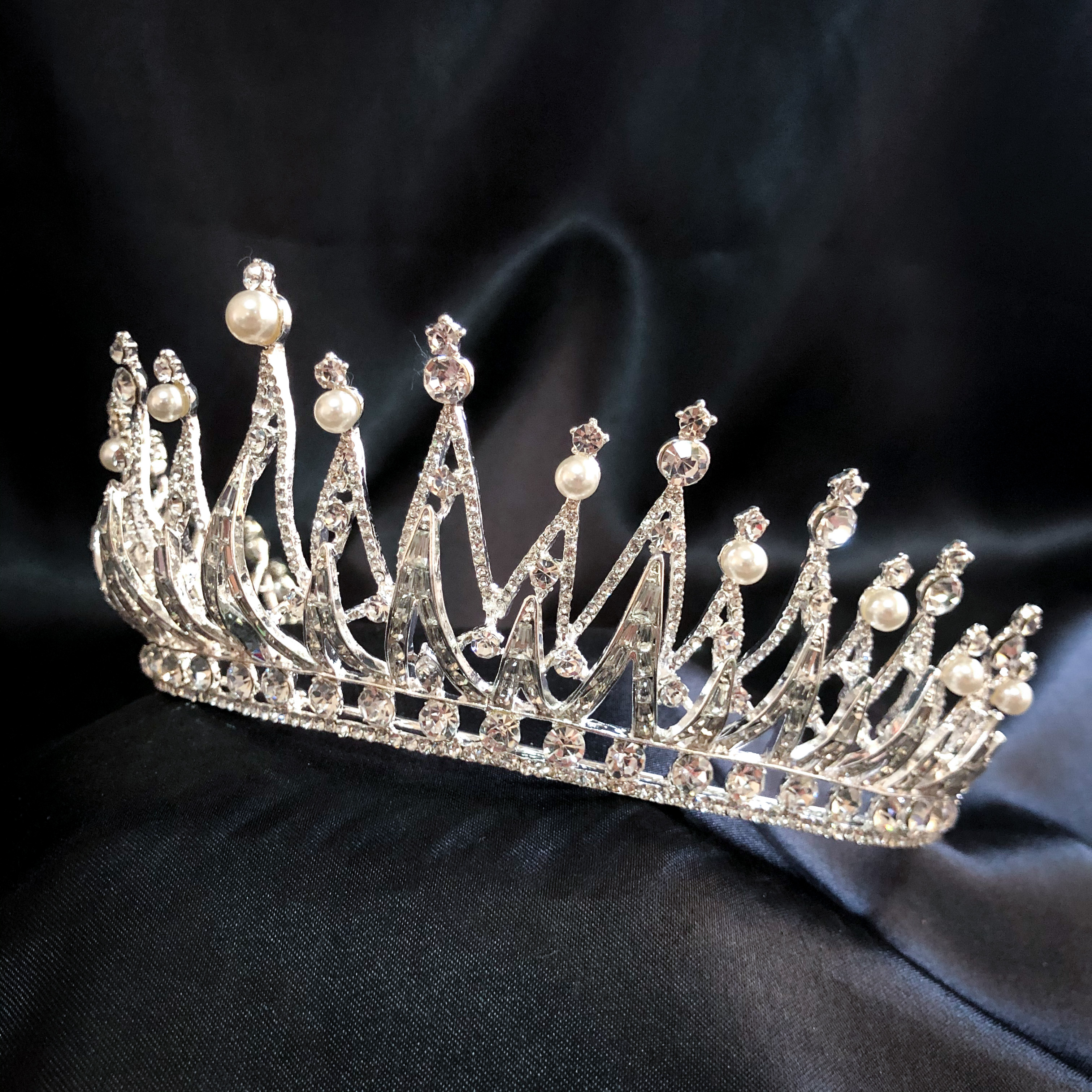 (พร้อมส่ง) เทียร่า 297 สีเงิน มงกุฎนางงาม มงกุฎเจ้าหญิง งานสวย ปราณีต QCเพชรทุกเม็ด สินค้าพร้อมส่งจากไทย