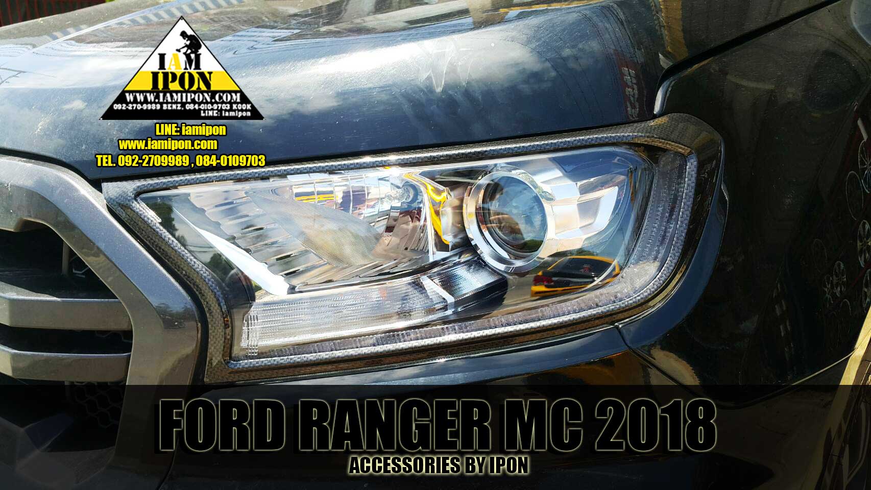 HEAD LAMP COVER FORD RANGER MC 2018 CARBON ครอบไฟหน้าคาร์บอนฟอร์ดเรนเจอร์เอ็มซี 2018