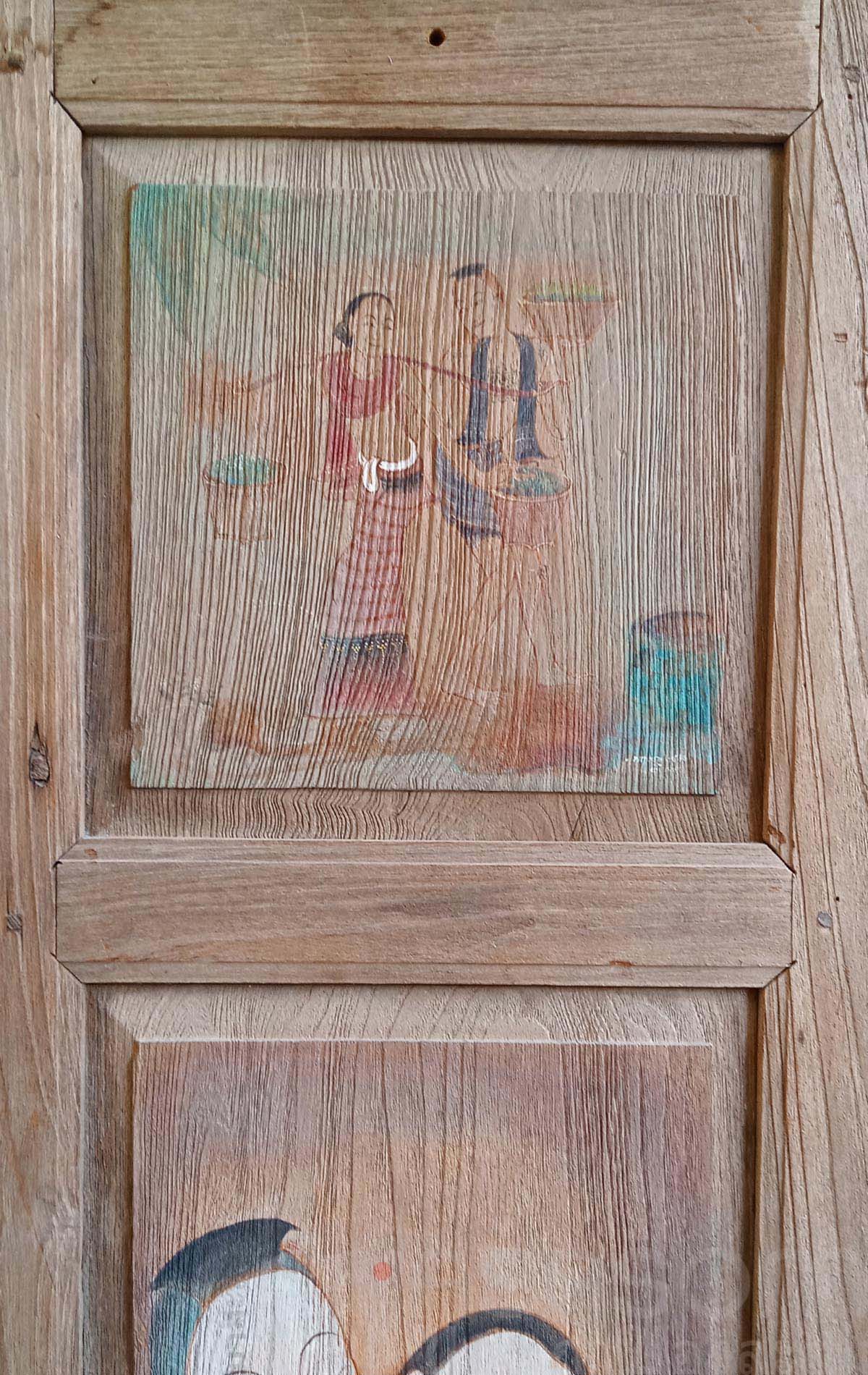 บานหน้าต่างไม้สักเพ้นท์ลาย