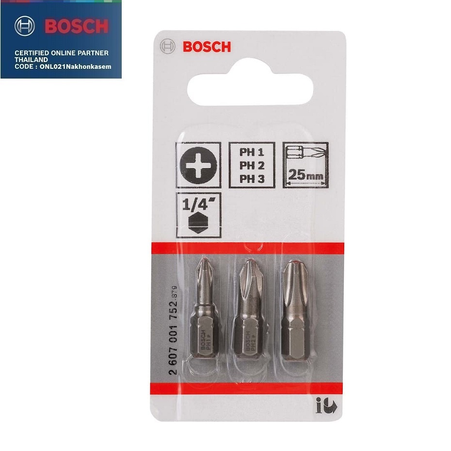 ดอกไขควง25มม. PH1 / PH2 / PH3 BOSCH 2607001752