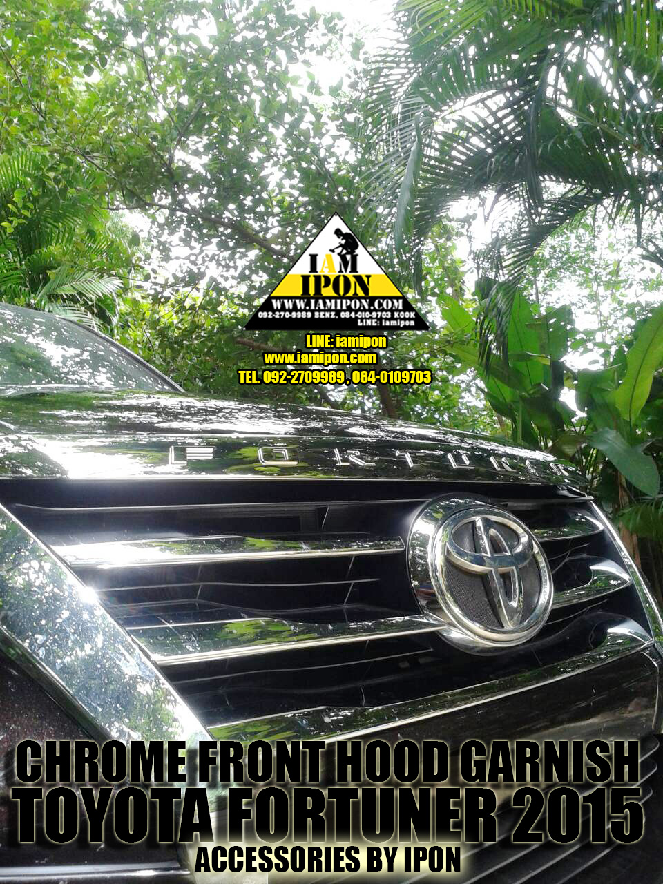 CHROME FRONT HOOD GARNISHTOYOTA FORTUNER 15-16 FITT คิ้วฝากระโปรงหน้าโครเมี่ยมโตโยต้าฟอร์จูนเนอร์ 15-16 FITT