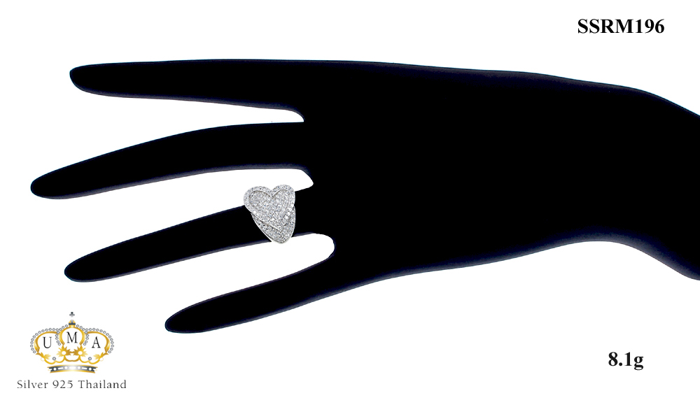 แหวนเพชร ตัวเรือนเงินแท้100% (เงินแท้92.5%) ประดับ เพชรCZ แหวนทรงหัวใจ ฝังเพชรแบบเต็มหัวใจ ก้านแหวนเรียว ดีไซน์อ่อนช้อยมีมิติ แบบเรียบง่ายใส่ได้ทุกโอกาส