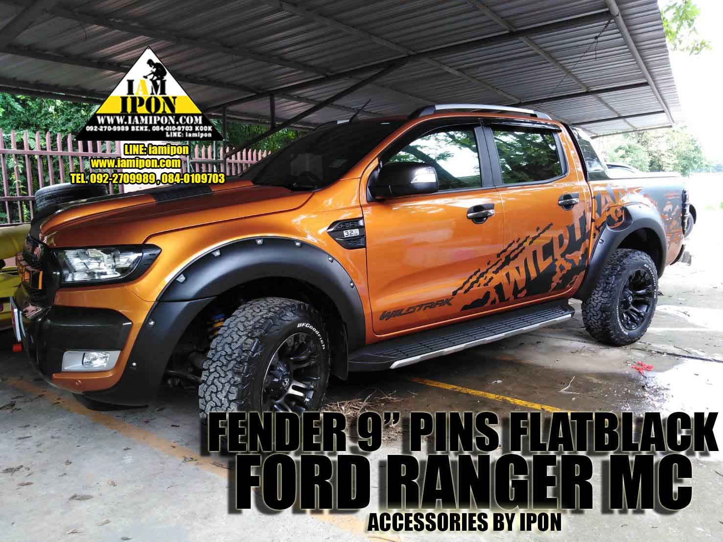 FENDER FORD RANGER MC FLATBLACK 9" โปร่งล้อ 9" มีหมุดหลอกดำด้านฟอร์ดเรนเจอร์ MC