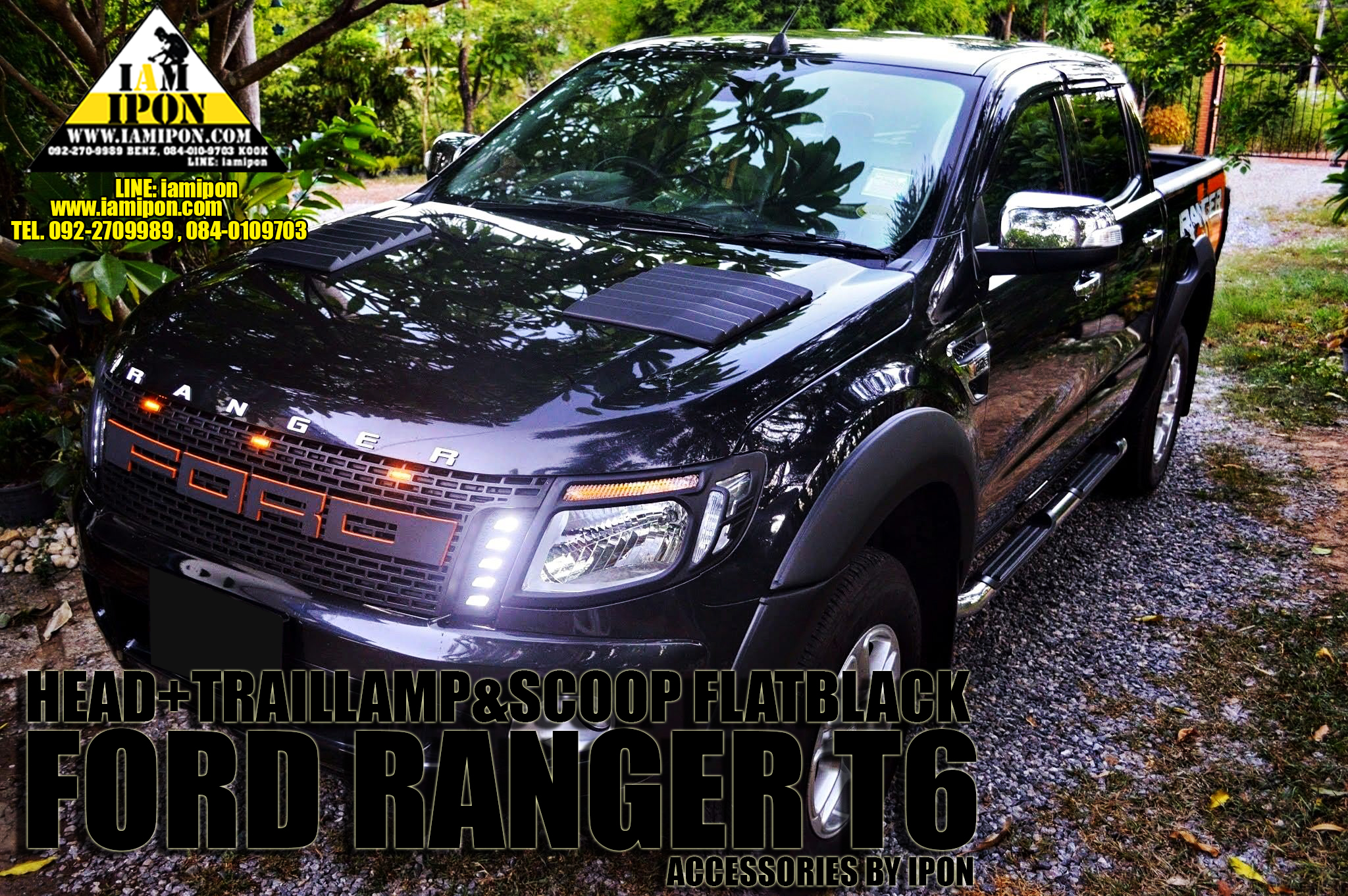 SCOOP BONNET FLATBLACK FORD RANGER T6-MC WITH 3M สกู๊ปหลอกฝากระโปรงหน้าดำด้านฟอร์ดเรนเจอร์ T6-MC