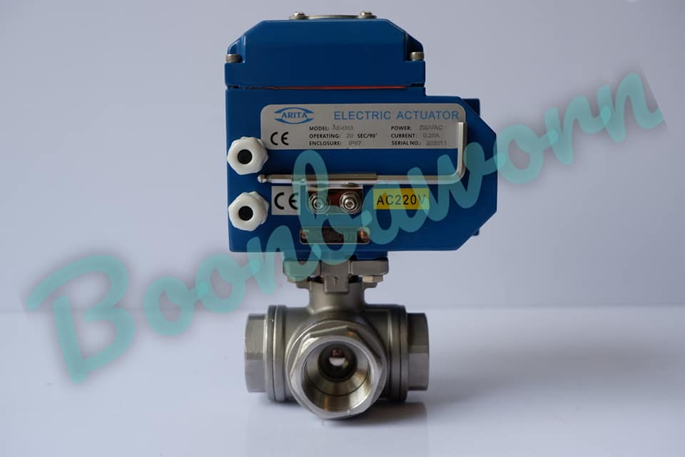 ARITA 3 WAY BALL VALVE L-PORT WITH ELECTRIC ACTUATOR