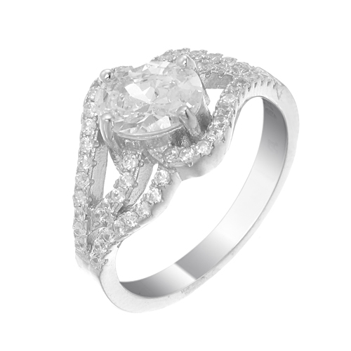 แหวนเงินแท้925เพรชประดับเพรชแท้สวิส เกรดดี น้ำใส