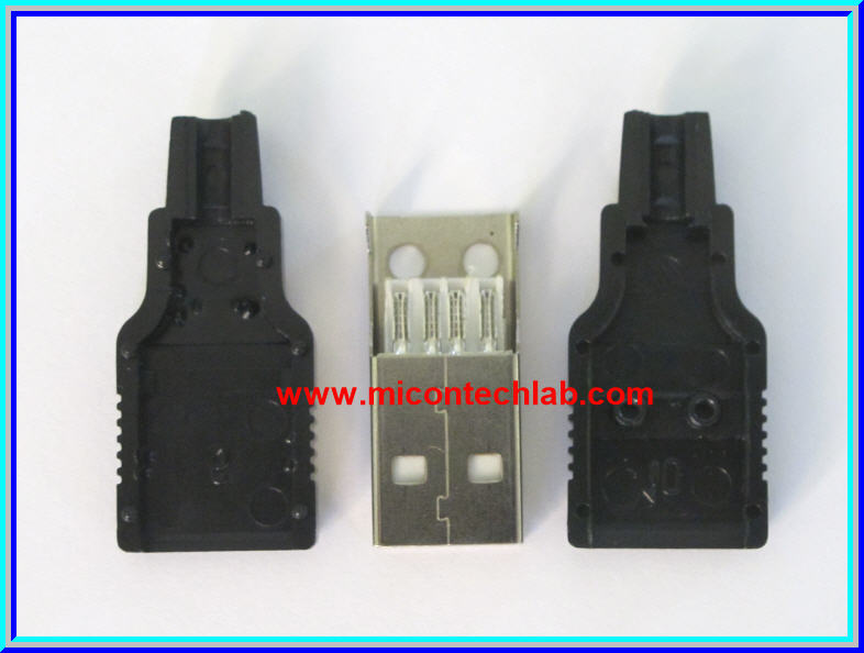 1x USB Socket Type- A Male 4 Pins Soldering Type Socket + Plastic Cover