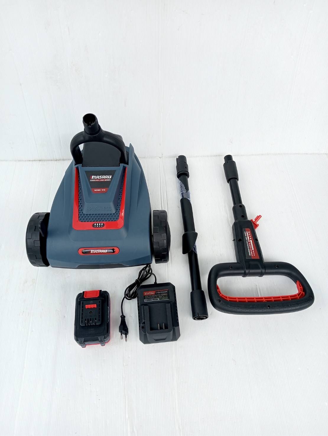 MASARU รถเข็นตัดหญ้า 2 ล้อ รุ่น SCMH-510 รถตัดหญ้า 20V เครื่องตัดหญ้า 6000 R/MIN ปรับความสูงได้