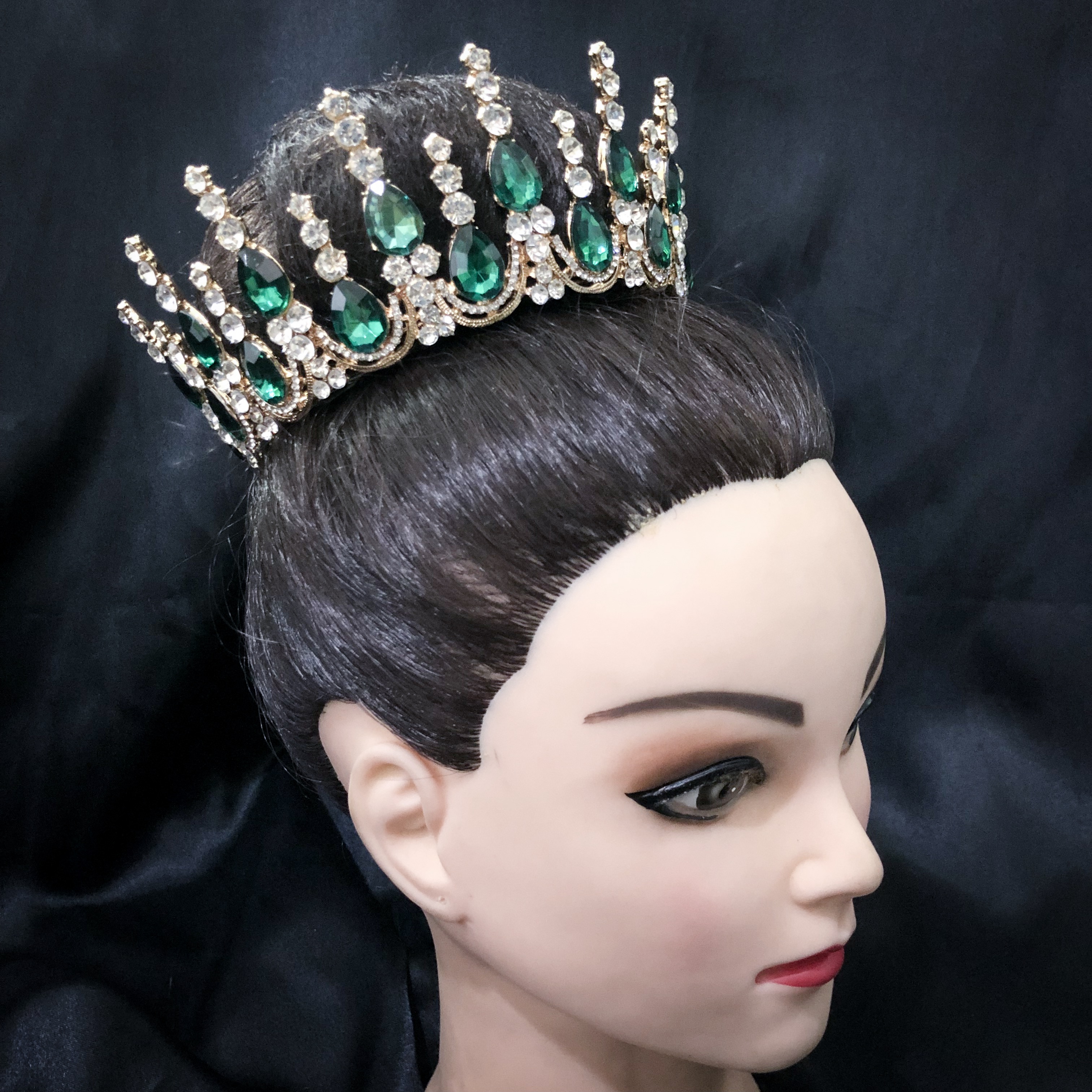 (พร้อมส่ง) มงกุฏ 059 สีทองเพชรเขียว