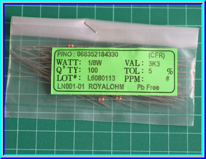 10x ตัวต้านทาน 3.3 Kohm 1/8 Watt 5% Royal Ohm