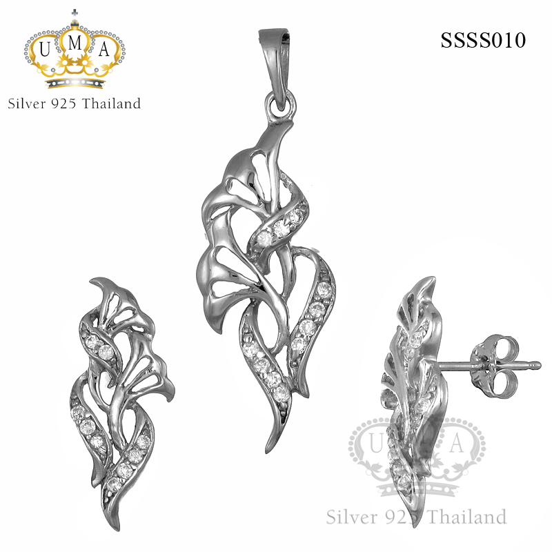 ต่างหูพร้อมจี้ ( เงิน ) = Earring with Pendant ( Silver )
