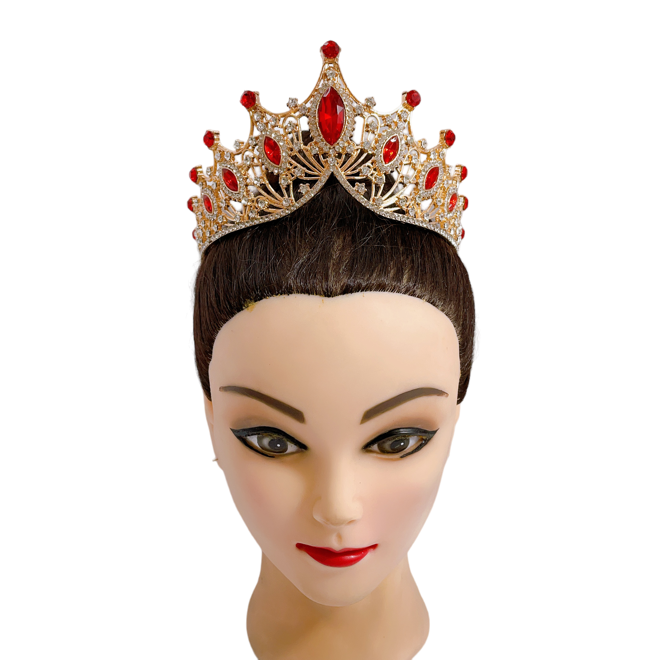 (พร้อมส่ง) เทียร่า 303 สีแดง-ทอง มงกุฎนางงาม งานสวย ปราณีต QCเพชรทุกเม็ด สินค้าพร้อมส่งจากไทย