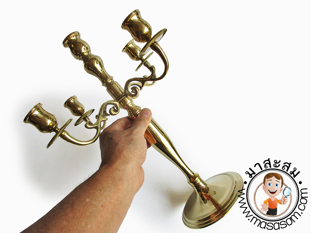 เชิงเทียนทองเหลือง5ช่อ 14 นิ้ว