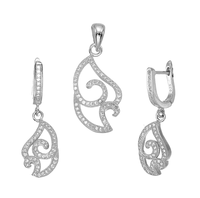 ต่างหูพร้อมจี้ ( เงิน ) = Earring with Pendant ( Silver )